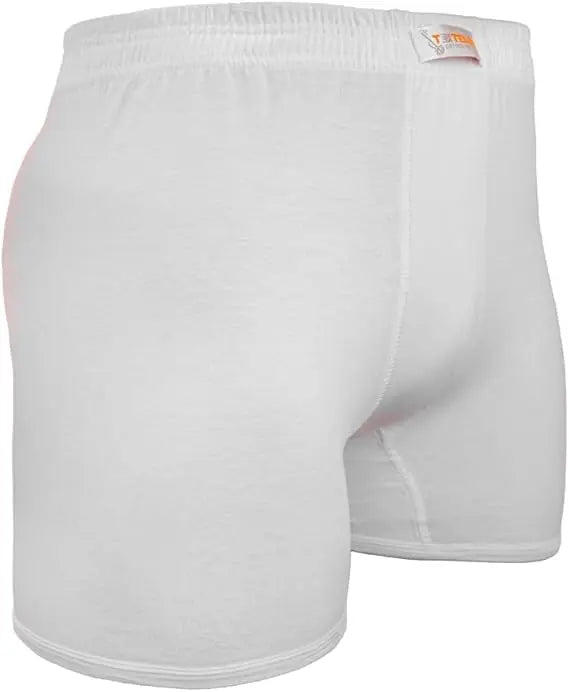 White boxer shorts combed Comfort-Fit Underwear for men's Cotton 100% Long Leg Short Briefs (1 Pack) Closed - Textelo