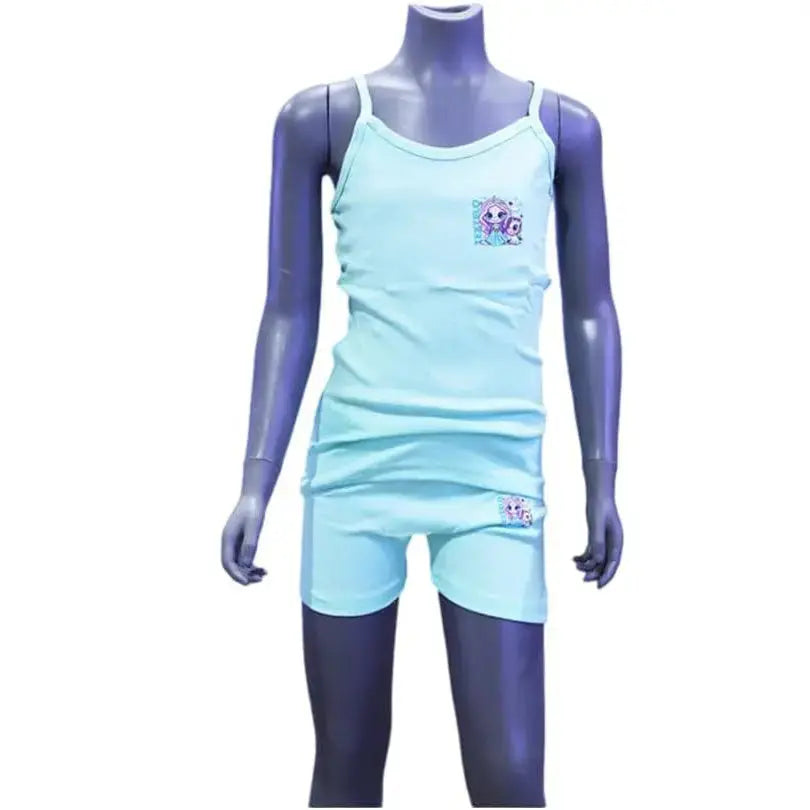 Textelo Girls Underwear 100% Cotton Vests And Briefs Set of colorful- printed (3piece) color (Red, pink, green) - Textelo