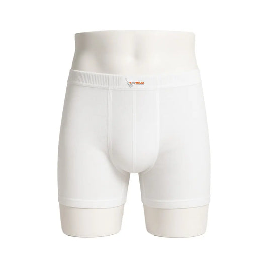 White Boxer Shorts Combed Comfort-Fit Underwear for Men's Cotton 100% Long Leg Short Briefs (1 Pack) Closed Textelo