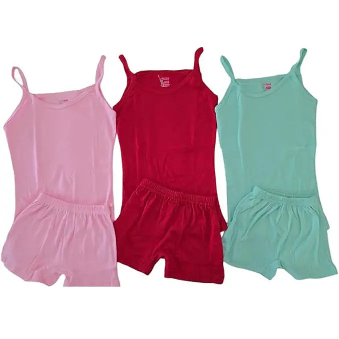 girls' cotton underwear set with colorful vests and briefs