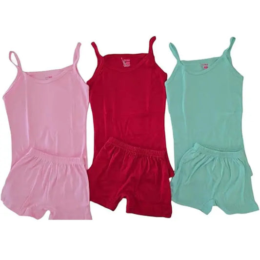 girls' cotton underwear set with colorful vests and briefs