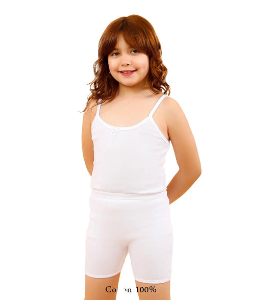 Girls Underwear Cotton Vests And Briefs Set White Textelo
