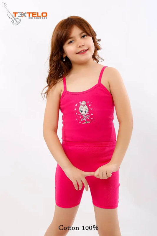 Girls Vest Underwear Cotton Vests And Briefs Set of Red Color Textelo
