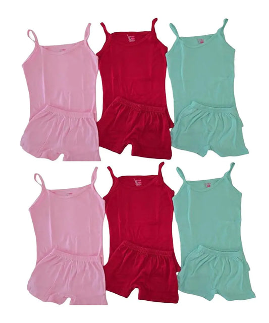 Girls Underwear | 100% Cotton Vests & Briefs (6-Piece, Assorted Colors) Textelo