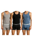 Textelo Men's Underwear Set – 100% Cotton T-Shirt & Trunk Boxer (3-Pack) – Blue, Black, Gray Textelo