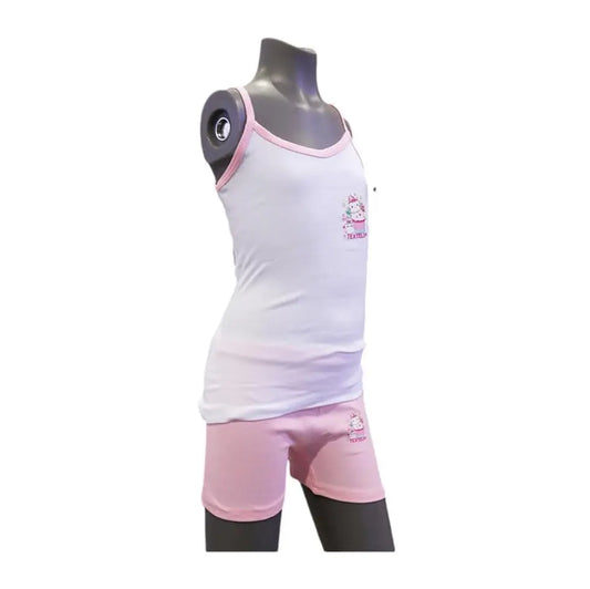Girls 100% Cotton Underwear Set Vests and Briefs in Two Colors Pink - Textelo