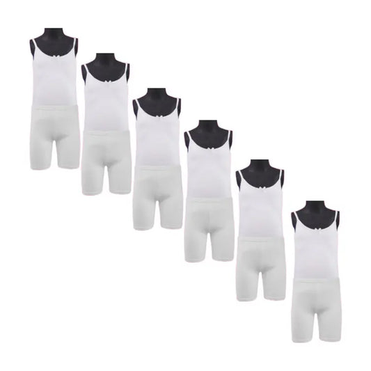 Set Girls Underwear 100% Cotton Vests And Briefs Set 6 Piece white Textelo
