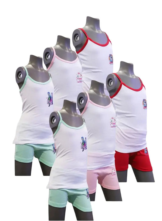 underwear cotton for girls Set (6 Piece) Vests and Briefs in Two Colors Textelo