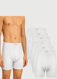 White boxer shorts combed Comfort-Fit Underwear for mens Cotton 100% Long Leg Short Briefs (6 Pack) Open Textelo