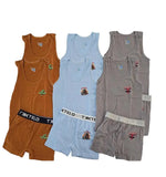 boy's Underwear 100% Cotton Vests And Briefs Set of (6 Piece) colors- printed 3 color Textelo