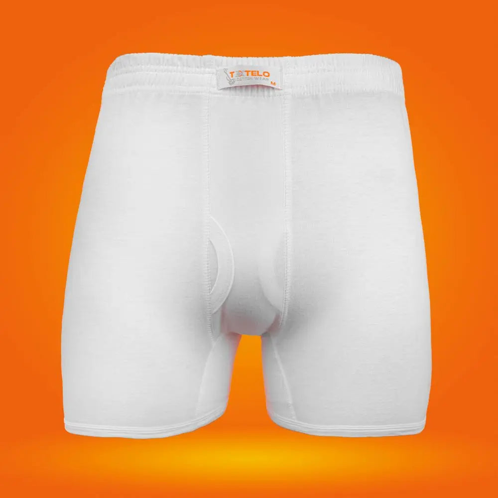 Textelo Men's White Boxer Shorts – 100% Combed Cotton Long Leg Briefs 6-Pack