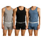 Textelo Men's Underwear Set – 100% Cotton T-Shirt & Trunk Boxer (3-Pack) – Blue, Black, Gray Textelo